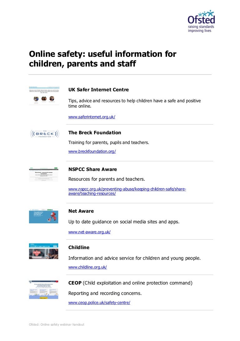 Information for children and parents Information for children and parents